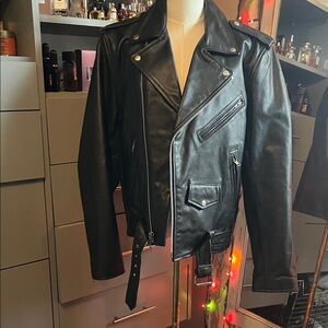 Classic Black Leather Motorcycle Jacket